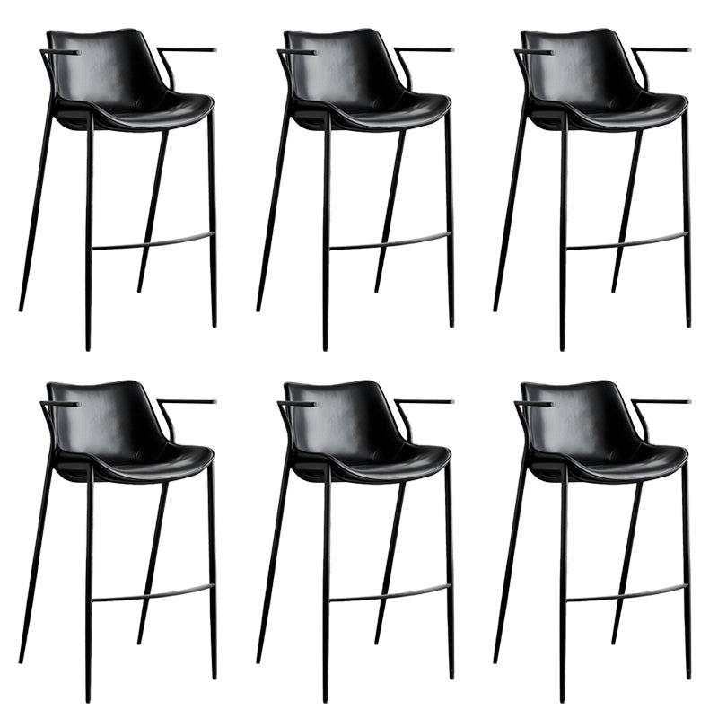 Armless Bar Stools Adjustable Height Dining Stools with Metal Base