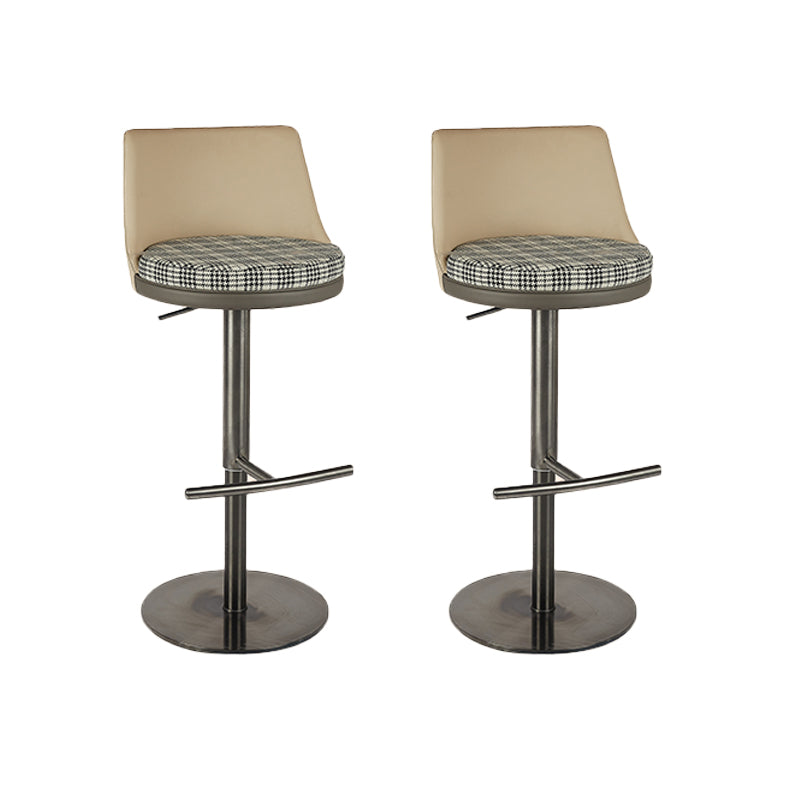 Armless Bar Stools Adjustable Height Dining Stools with Metal Base