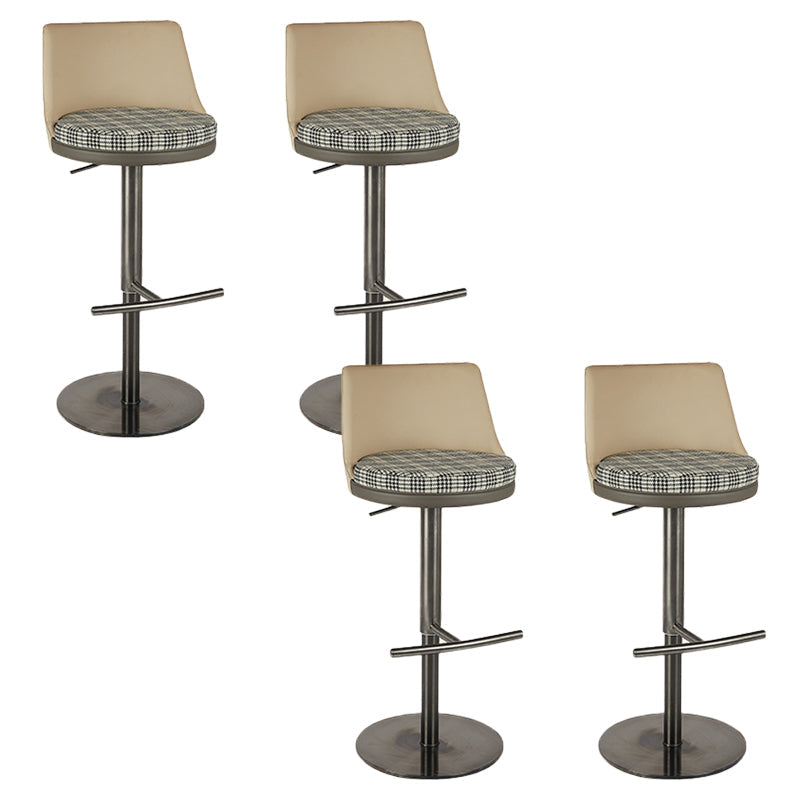 Armless Bar Stools Adjustable Height Dining Stools with Metal Base