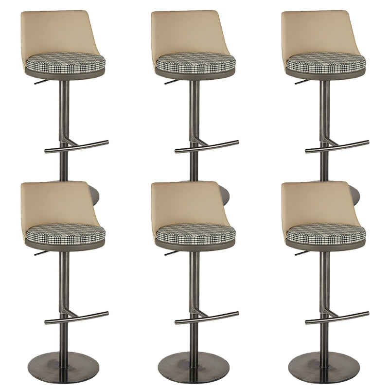 Armless Bar Stools Adjustable Height Dining Stools with Metal Base
