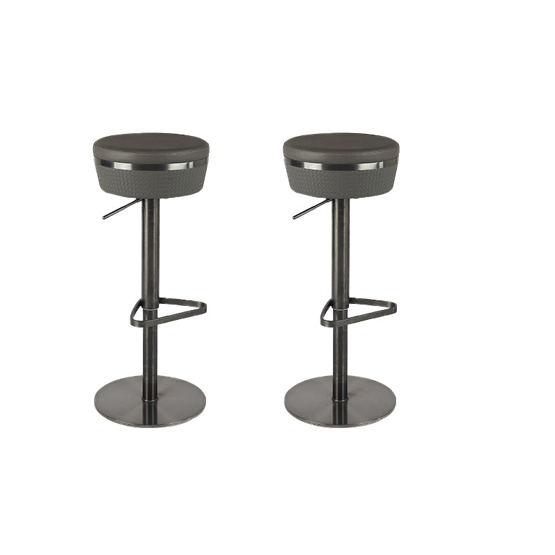 Armless Bar Stools Adjustable Height Dining Stools with Metal Base