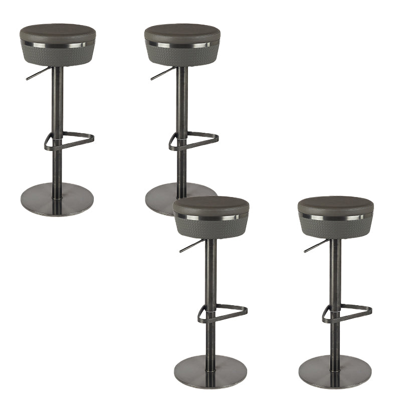 Armless Bar Stools Adjustable Height Dining Stools with Metal Base