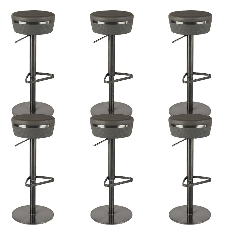Armless Bar Stools Adjustable Height Dining Stools with Metal Base
