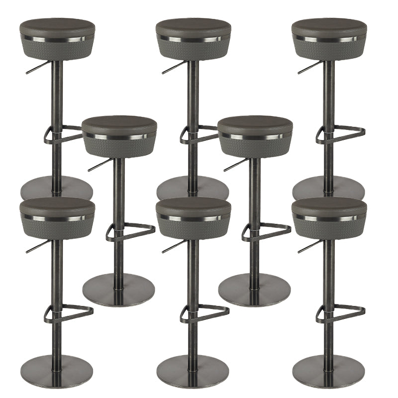 Armless Bar Stools Adjustable Height Dining Stools with Metal Base