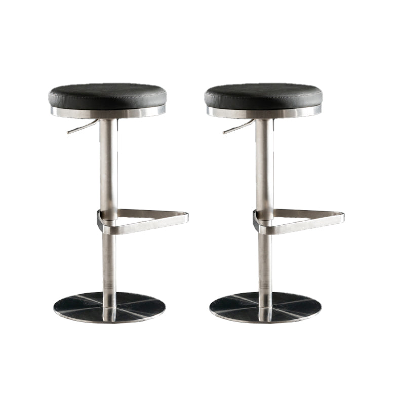 Armless Bar Stools Adjustable Height Dining Stools with Metal Base