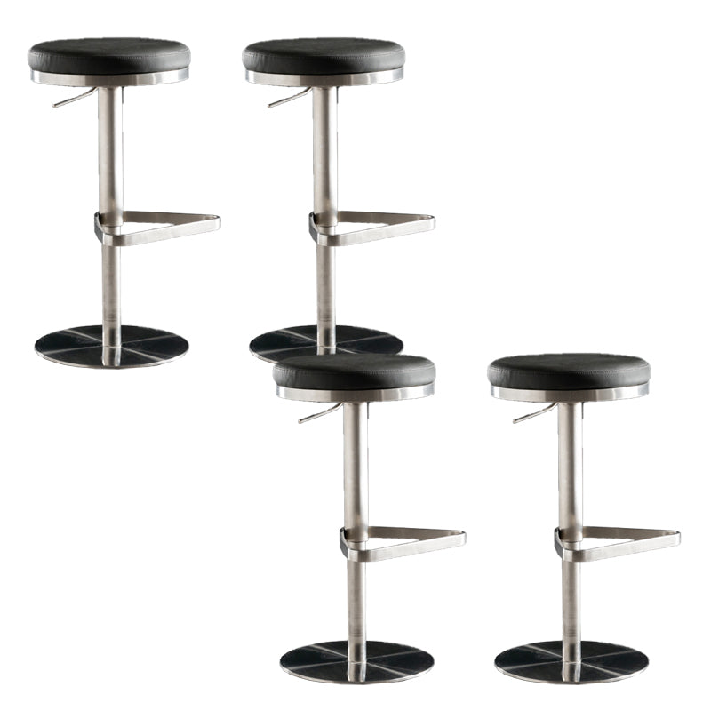 Armless Bar Stools Adjustable Height Dining Stools with Metal Base