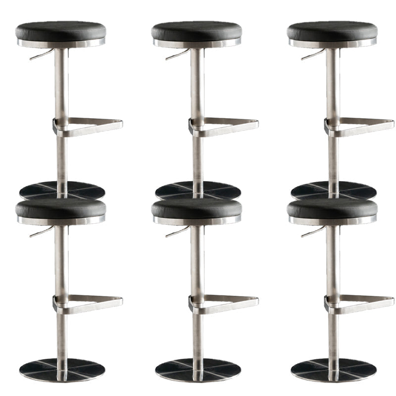 Armless Bar Stools Adjustable Height Dining Stools with Metal Base