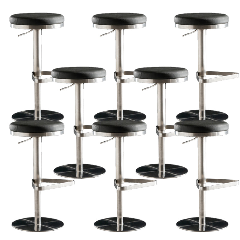 Armless Bar Stools Adjustable Height Dining Stools with Metal Base