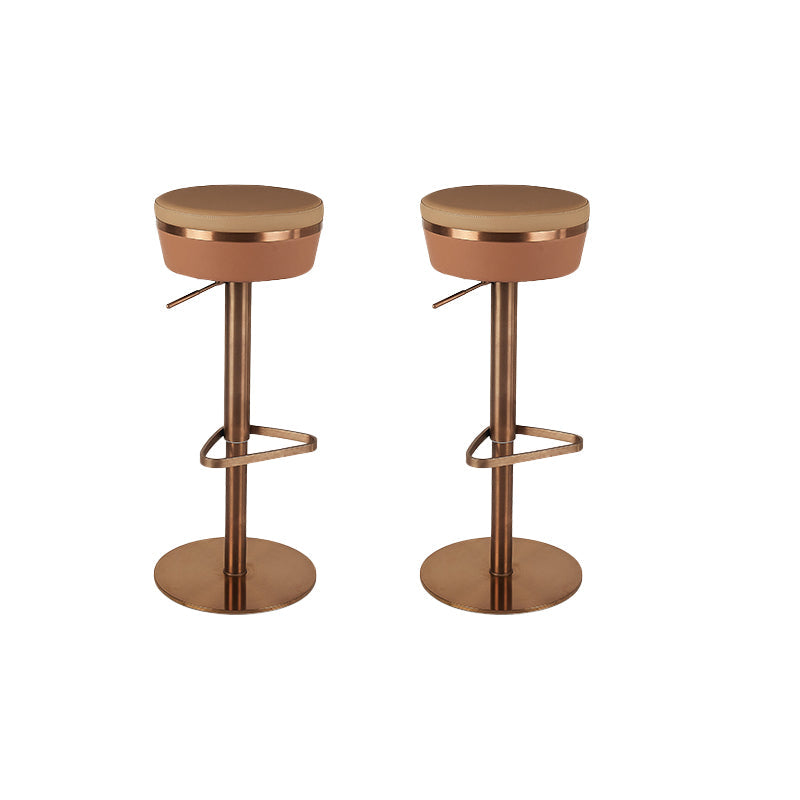 Armless Bar Stools Adjustable Height Dining Stools with Metal Base