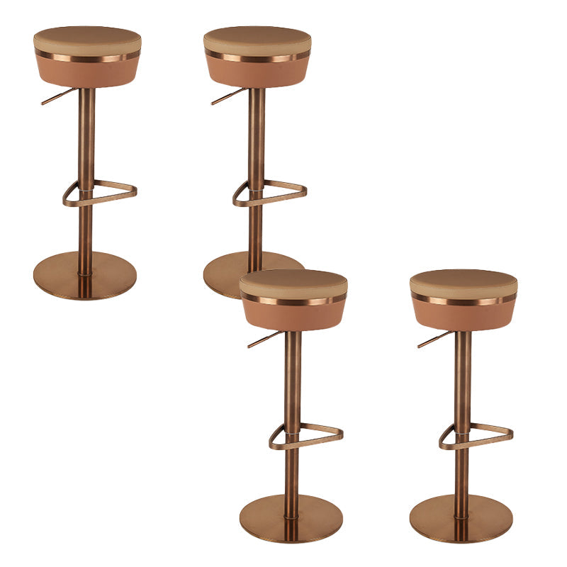 Armless Bar Stools Adjustable Height Dining Stools with Metal Base