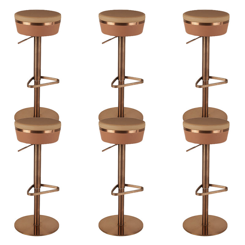 Armless Bar Stools Adjustable Height Dining Stools with Metal Base