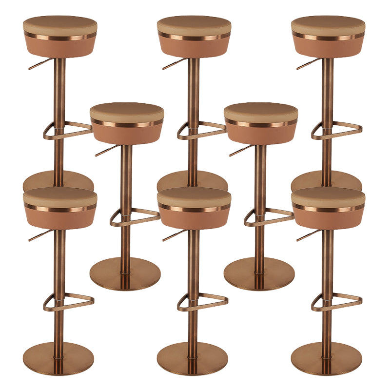 Armless Bar Stools Adjustable Height Dining Stools with Metal Base