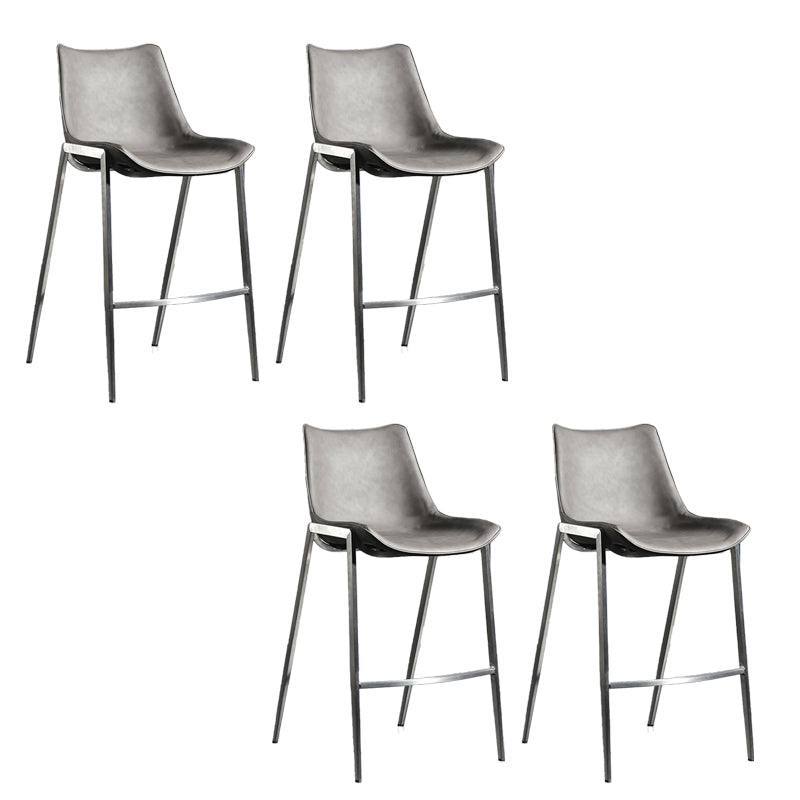 Armless Bar Stools Adjustable Height Dining Stools with Metal Base
