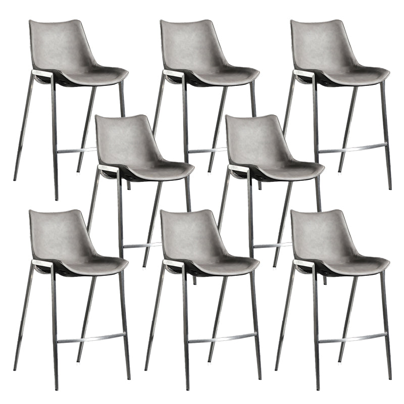 Armless Bar Stools Adjustable Height Dining Stools with Metal Base