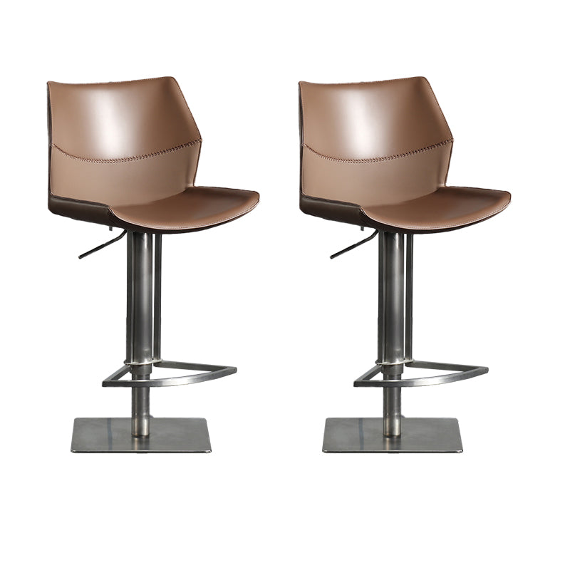 Armless Bar Stools Adjustable Height Dining Stools with Metal Base