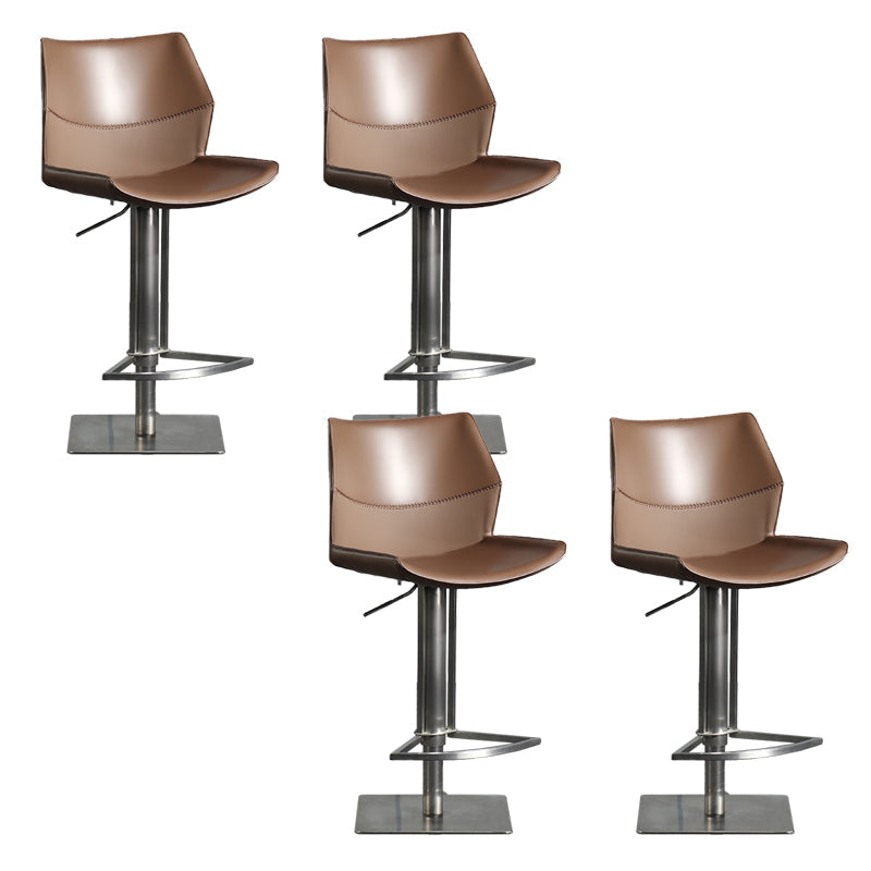 Armless Bar Stools Adjustable Height Dining Stools with Metal Base