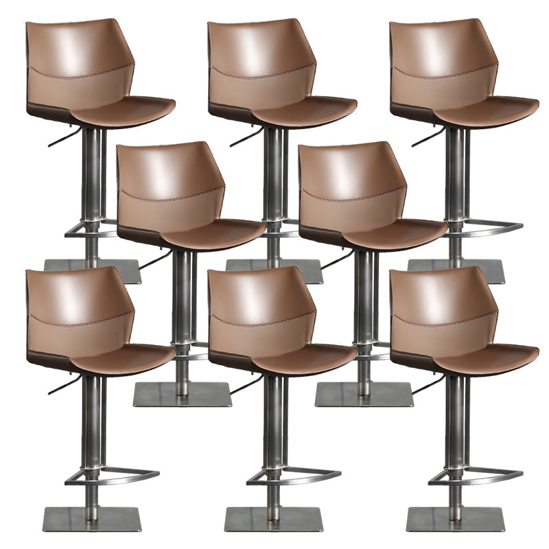 Armless Bar Stools Adjustable Height Dining Stools with Metal Base