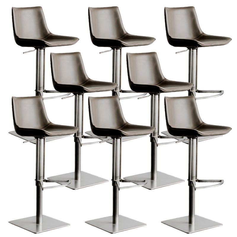Armless Bar Stools Adjustable Height Dining Stools with Metal Base