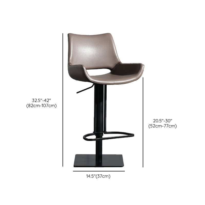 Armless Bar Stools Adjustable Height Dining Stools with Metal Base