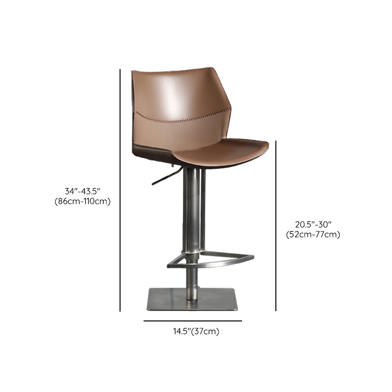 Armless Bar Stools Adjustable Height Dining Stools with Metal Base