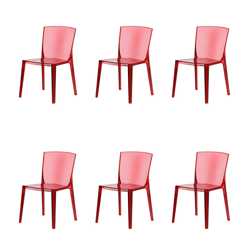 Modern Style Side Chair Plastic Side Dining Chair for Home Use Red 6 Piece Set Clearhalo 'Dining Chairs' 'Dining Tables & Seating' 'dining_chair' 'furn' 'furn_dining_chair' 'Furniture' 'Kitchen & Dining Furniture' 7295601