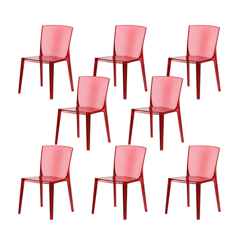 Modern Style Side Chair Plastic Side Dining Chair for Home Use Red 8 Piece Set Clearhalo 'Dining Chairs' 'Dining Tables & Seating' 'dining_chair' 'furn' 'furn_dining_chair' 'Furniture' 'Kitchen & Dining Furniture' 7295604