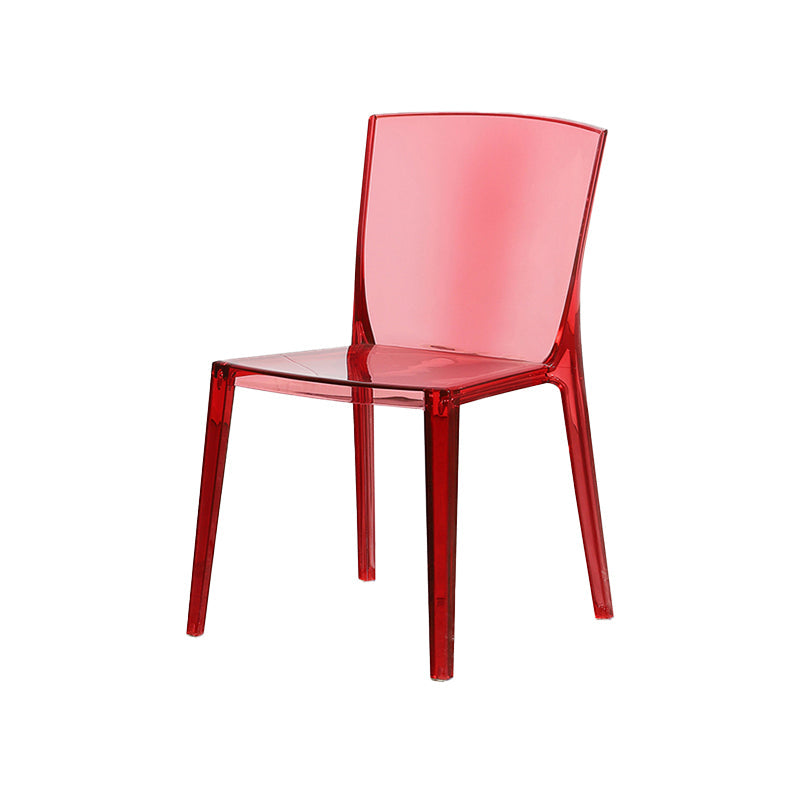 Modern Style Side Chair Plastic Side Dining Chair for Home Use Red 1 Piece Clearhalo 'Dining Chairs' 'Dining Tables & Seating' 'dining_chair' 'furn' 'furn_dining_chair' 'Furniture' 'Kitchen & Dining Furniture' 7295606