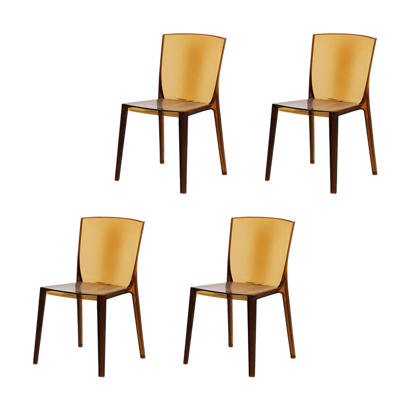 Modern Style Side Chair Plastic Side Dining Chair for Home Use Brown 4 Piece Set Clearhalo 'Dining Chairs' 'Dining Tables & Seating' 'dining_chair' 'furn' 'furn_dining_chair' 'Furniture' 'Kitchen & Dining Furniture' 7295610