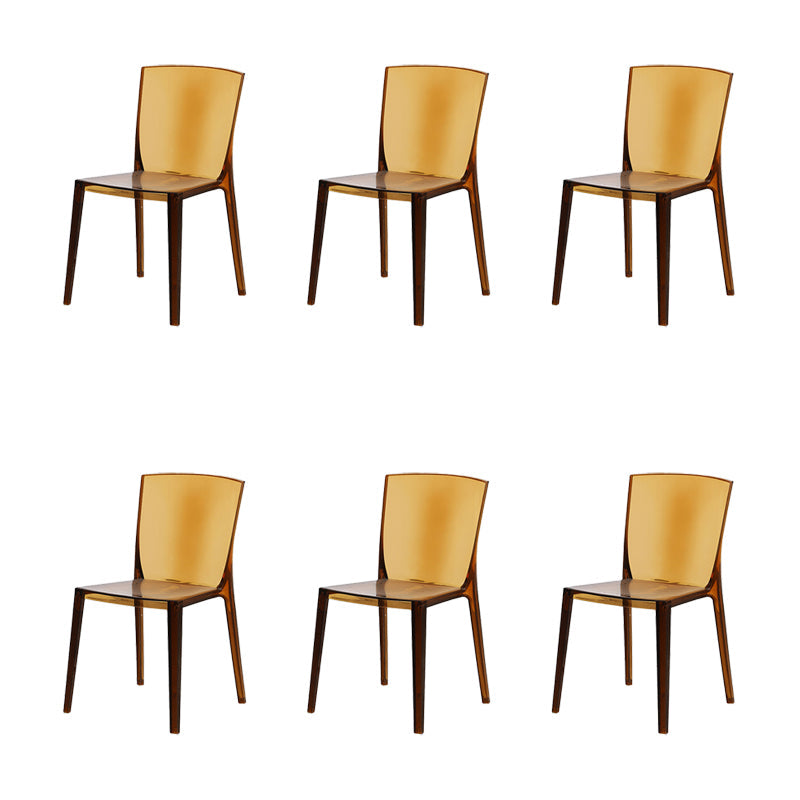 Modern Style Side Chair Plastic Side Dining Chair for Home Use Brown 6 Piece Set Clearhalo 'Dining Chairs' 'Dining Tables & Seating' 'dining_chair' 'furn' 'furn_dining_chair' 'Furniture' 'Kitchen & Dining Furniture' 7295612