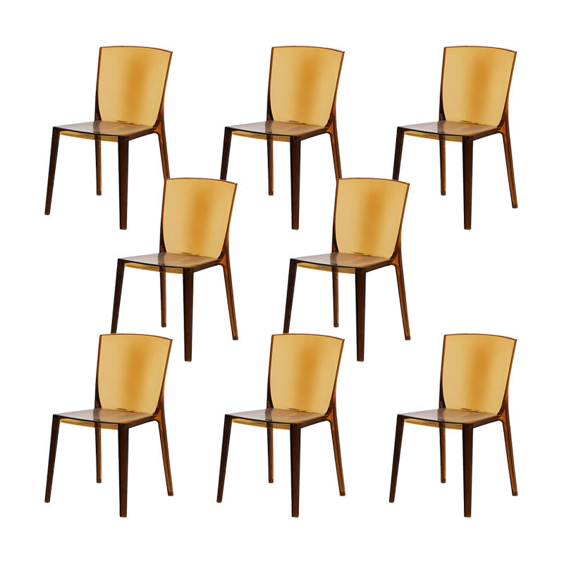 Modern Style Side Chair Plastic Side Dining Chair for Home Use Brown 8 Piece Set Clearhalo 'Dining Chairs' 'Dining Tables & Seating' 'dining_chair' 'furn' 'furn_dining_chair' 'Furniture' 'Kitchen & Dining Furniture' 7295613