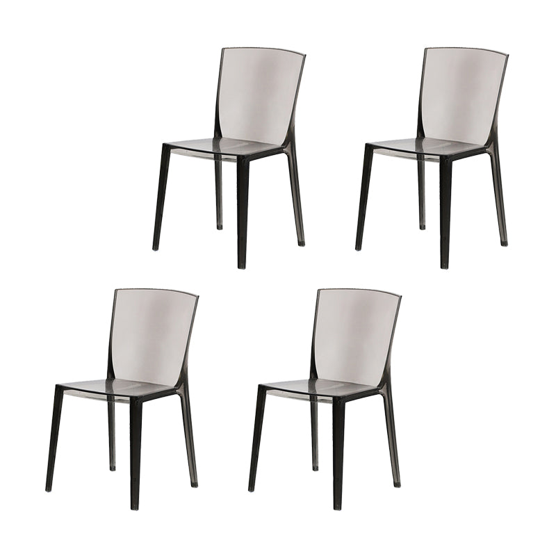 Modern Style Side Chair Plastic Side Dining Chair for Home Use Smoke Gray 4 Piece Set Clearhalo 'Dining Chairs' 'Dining Tables & Seating' 'dining_chair' 'furn' 'furn_dining_chair' 'Furniture' 'Kitchen & Dining Furniture' 7295628