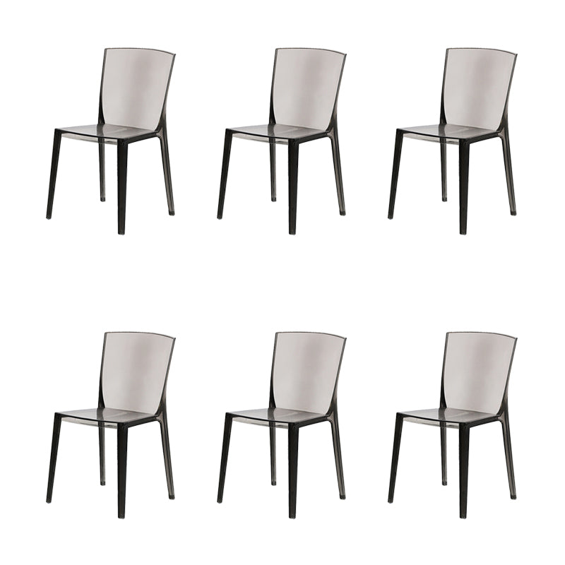 Modern Style Side Chair Plastic Side Dining Chair for Home Use Smoke Gray 6 Piece Set Clearhalo 'Dining Chairs' 'Dining Tables & Seating' 'dining_chair' 'furn' 'furn_dining_chair' 'Furniture' 'Kitchen & Dining Furniture' 7295629
