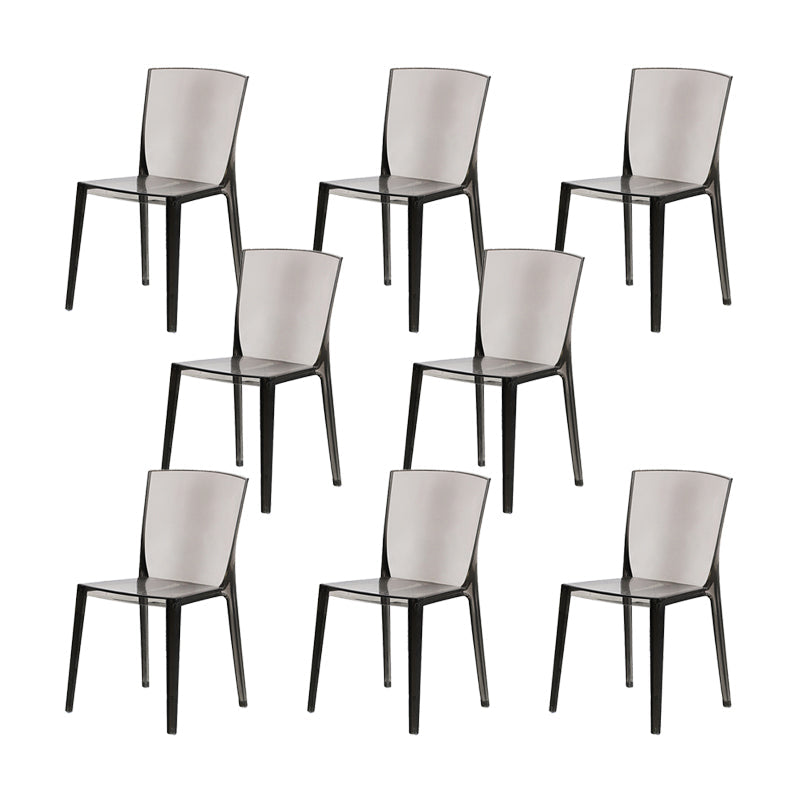 Modern Style Side Chair Plastic Side Dining Chair for Home Use Smoke Gray 8 Piece Set Clearhalo 'Dining Chairs' 'Dining Tables & Seating' 'dining_chair' 'furn' 'furn_dining_chair' 'Furniture' 'Kitchen & Dining Furniture' 7295630
