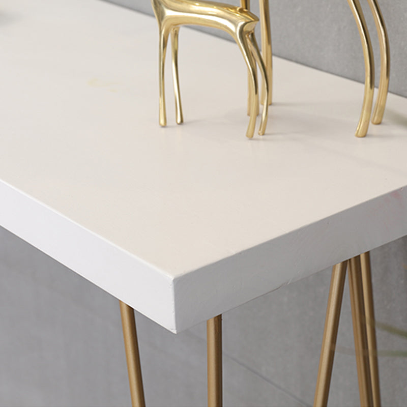 Glam Pine Wood Bar Table Rectangle Table Golden Legs for Milk Tea Shop