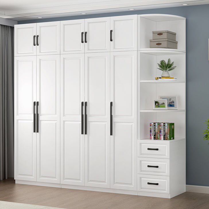 Freestanding Wood Frame Wardrobe Modern Hinged Soft Close Doors Wardrobe and Drawers Clearhalo 'Armoires & Wardrobes' 'armoires_wardrobes' 'Bedroom Furniture' 'furn' 'furn_armoires_wardrobes' 'Furniture' 7295673