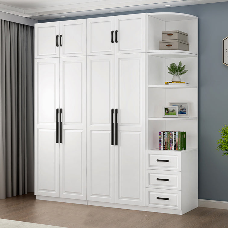 Freestanding Wood Frame Wardrobe Modern Hinged Soft Close Doors Wardrobe and Drawers Clearhalo 'Armoires & Wardrobes' 'armoires_wardrobes' 'Bedroom Furniture' 'furn' 'furn_armoires_wardrobes' 'Furniture' 7295677