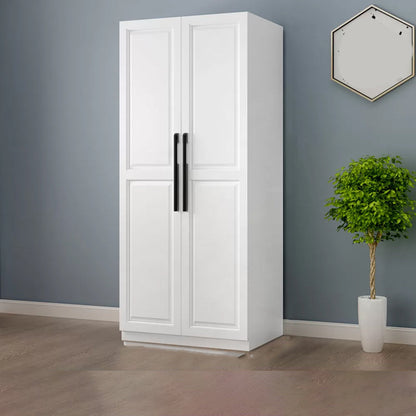 Freestanding Wood Frame Wardrobe Modern Hinged Soft Close Doors Wardrobe and Drawers Armoire 31.5"L x 20"W x 79"H Clearhalo 'Armoires & Wardrobes' 'armoires_wardrobes' 'Bedroom Furniture' 'furn' 'furn_armoires_wardrobes' 'Furniture' 7295678