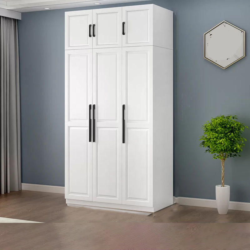 Freestanding Wood Frame Wardrobe Modern Hinged Soft Close Doors Wardrobe and Drawers Armoire with Top Cabinet Clearhalo 'Armoires & Wardrobes' 'armoires_wardrobes' 'Bedroom Furniture' 'furn' 'furn_armoires_wardrobes' 'Furniture' 7295680