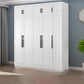 Freestanding Wood Frame Wardrobe Modern Hinged Soft Close Doors Wardrobe and Drawers Armoire with Top Cabinet 79"L x 20"W x 79"H Clearhalo 'Armoires & Wardrobes' 'armoires_wardrobes' 'Bedroom Furniture' 'furn' 'furn_armoires_wardrobes' 'Furniture' 7295684