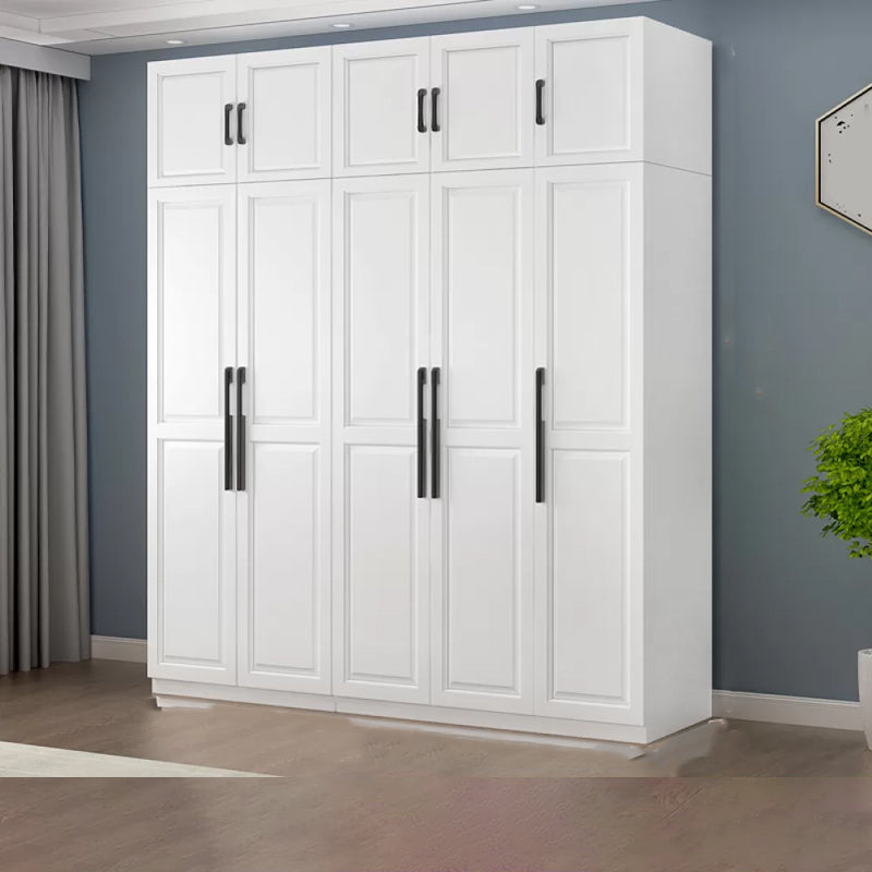 Freestanding Wood Frame Wardrobe Modern Hinged Soft Close Doors Wardrobe and Drawers Armoire with Top Cabinet 79"L x 20"W x 79"H Clearhalo 'Armoires & Wardrobes' 'armoires_wardrobes' 'Bedroom Furniture' 'furn' 'furn_armoires_wardrobes' 'Furniture' 7295684