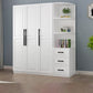 Freestanding Wood Frame Wardrobe Modern Hinged Soft Close Doors Wardrobe and Drawers Armoire with Side Cabinet Clearhalo 'Armoires & Wardrobes' 'armoires_wardrobes' 'Bedroom Furniture' 'furn' 'furn_armoires_wardrobes' 'Furniture' 7295687