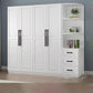 Freestanding Wood Frame Wardrobe Modern Hinged Soft Close Doors Wardrobe and Drawers Armoire with Side Cabinet Clearhalo 'Armoires & Wardrobes' 'armoires_wardrobes' 'Bedroom Furniture' 'furn' 'furn_armoires_wardrobes' 'Furniture' 7295689