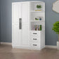 Freestanding Wood Frame Wardrobe Modern Hinged Soft Close Doors Wardrobe and Drawers Armoire with Side Cabinet 31.5"L x 20"W x 79"H Clearhalo 'Armoires & Wardrobes' 'armoires_wardrobes' 'Bedroom Furniture' 'furn' 'furn_armoires_wardrobes' 'Furniture' 7295693