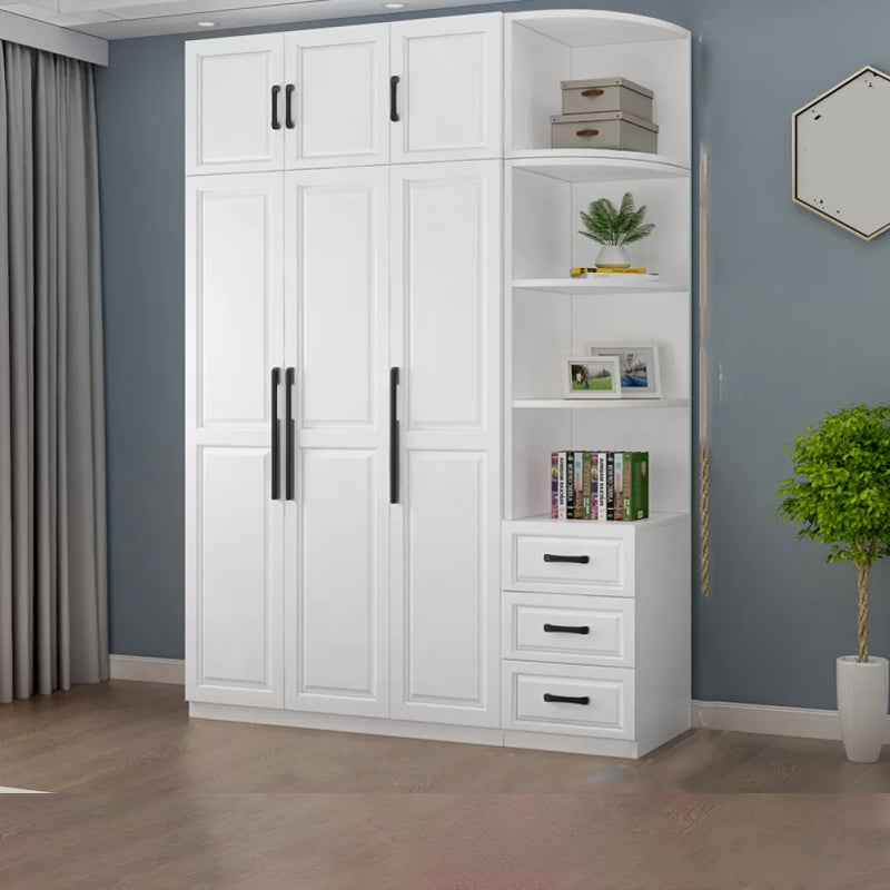 Freestanding Wood Frame Wardrobe Modern Hinged Soft Close Doors Wardrobe and Drawers Armoire & Side Cabinet & Top Cabinet Clearhalo 'Armoires & Wardrobes' 'armoires_wardrobes' 'Bedroom Furniture' 'furn' 'furn_armoires_wardrobes' 'Furniture' 7295694