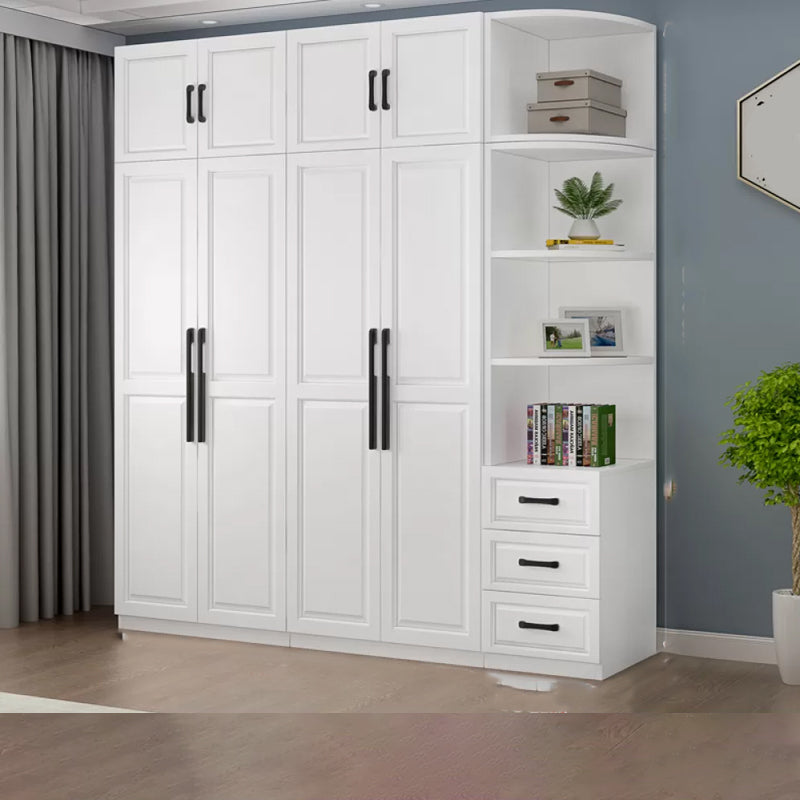 Freestanding Wood Frame Wardrobe Modern Hinged Soft Close Doors Wardrobe and Drawers Armoire & Side Cabinet & Top Cabinet Clearhalo 'Armoires & Wardrobes' 'armoires_wardrobes' 'Bedroom Furniture' 'furn' 'furn_armoires_wardrobes' 'Furniture' 7295695