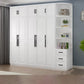 Freestanding Wood Frame Wardrobe Modern Hinged Soft Close Doors Wardrobe and Drawers Armoire & Side Cabinet & Top Cabinet 79"L x 20"W x 79"H Clearhalo 'Armoires & Wardrobes' 'armoires_wardrobes' 'Bedroom Furniture' 'furn' 'furn_armoires_wardrobes' 'Furniture' 7295696