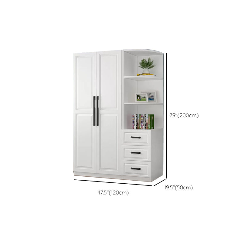 Freestanding Wood Frame Wardrobe Modern Hinged Soft Close Doors Wardrobe and Drawers Clearhalo 'Armoires & Wardrobes' 'armoires_wardrobes' 'Bedroom Furniture' 'furn' 'furn_armoires_wardrobes' 'Furniture' 7295704