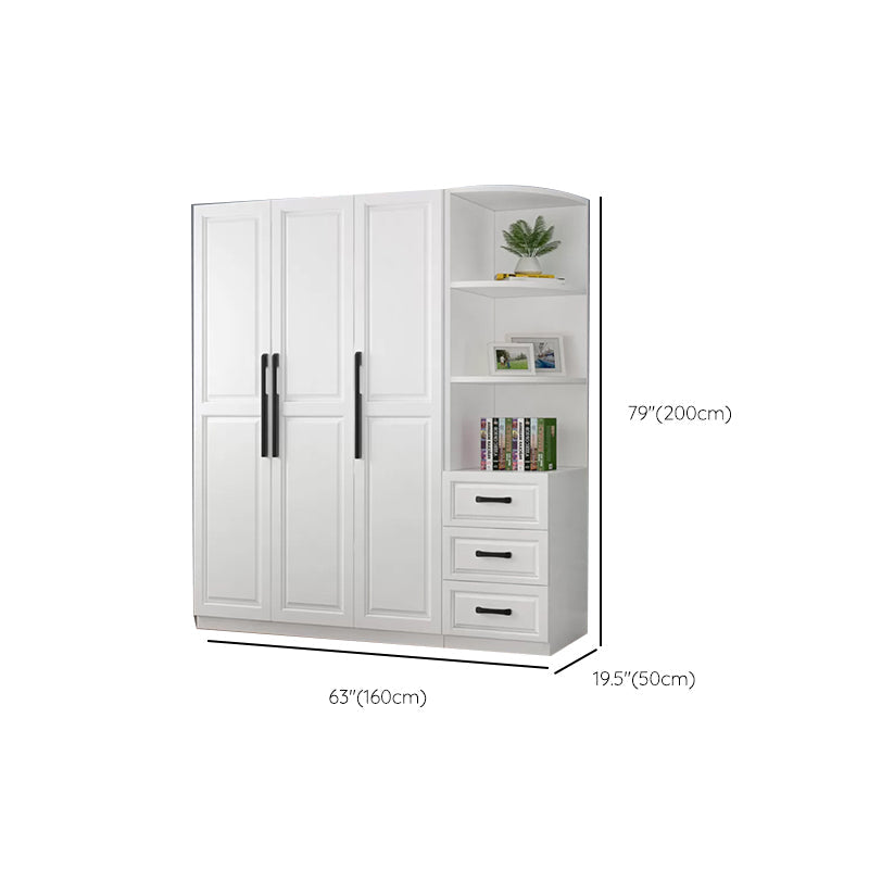 Freestanding Wood Frame Wardrobe Modern Hinged Soft Close Doors Wardrobe and Drawers Clearhalo 'Armoires & Wardrobes' 'armoires_wardrobes' 'Bedroom Furniture' 'furn' 'furn_armoires_wardrobes' 'Furniture' 7295705
