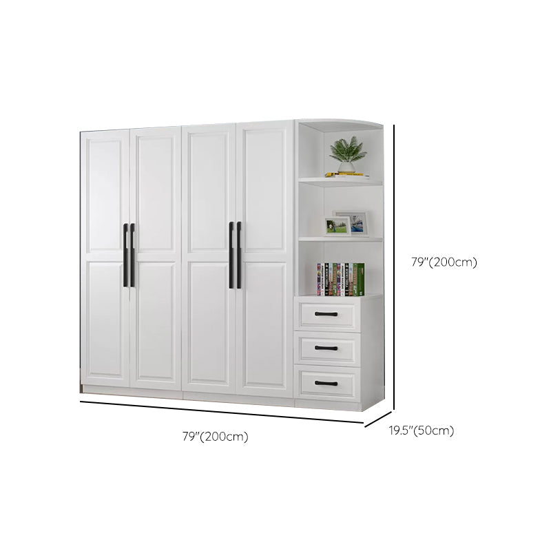 Freestanding Wood Frame Wardrobe Modern Hinged Soft Close Doors Wardrobe and Drawers Clearhalo 'Armoires & Wardrobes' 'armoires_wardrobes' 'Bedroom Furniture' 'furn' 'furn_armoires_wardrobes' 'Furniture' 7295707