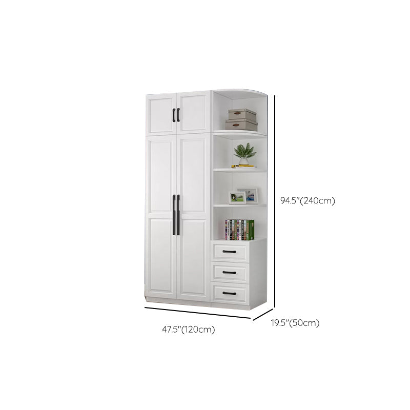 Freestanding Wood Frame Wardrobe Modern Hinged Soft Close Doors Wardrobe and Drawers Clearhalo 'Armoires & Wardrobes' 'armoires_wardrobes' 'Bedroom Furniture' 'furn' 'furn_armoires_wardrobes' 'Furniture' 7295716